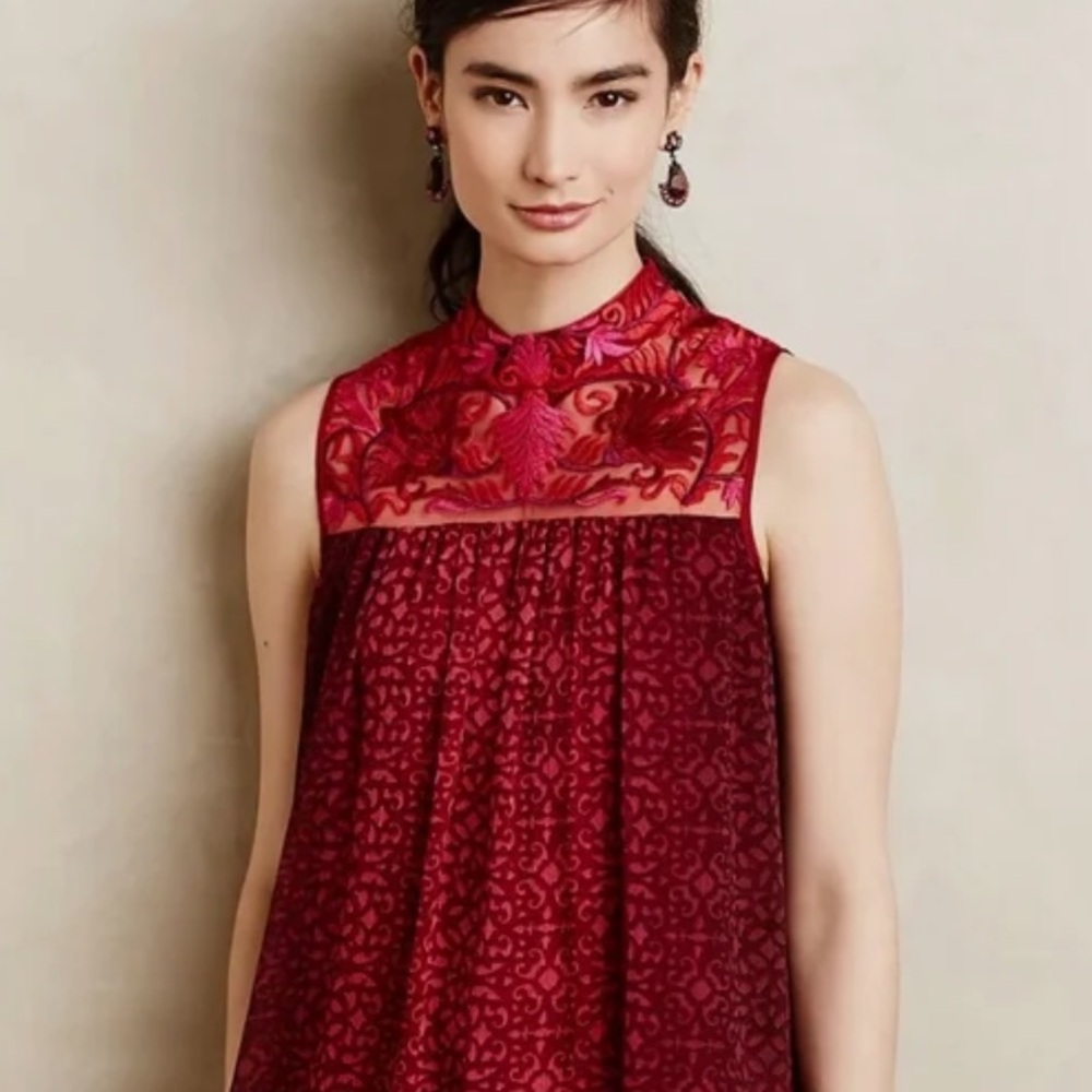 Anthropologie Kids Dress with Red and Purple Embroidery